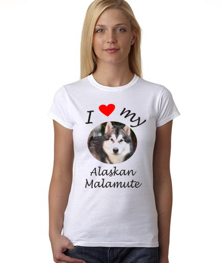 Dogs - I Heart My Alaskan Malamute on Womans Shirt